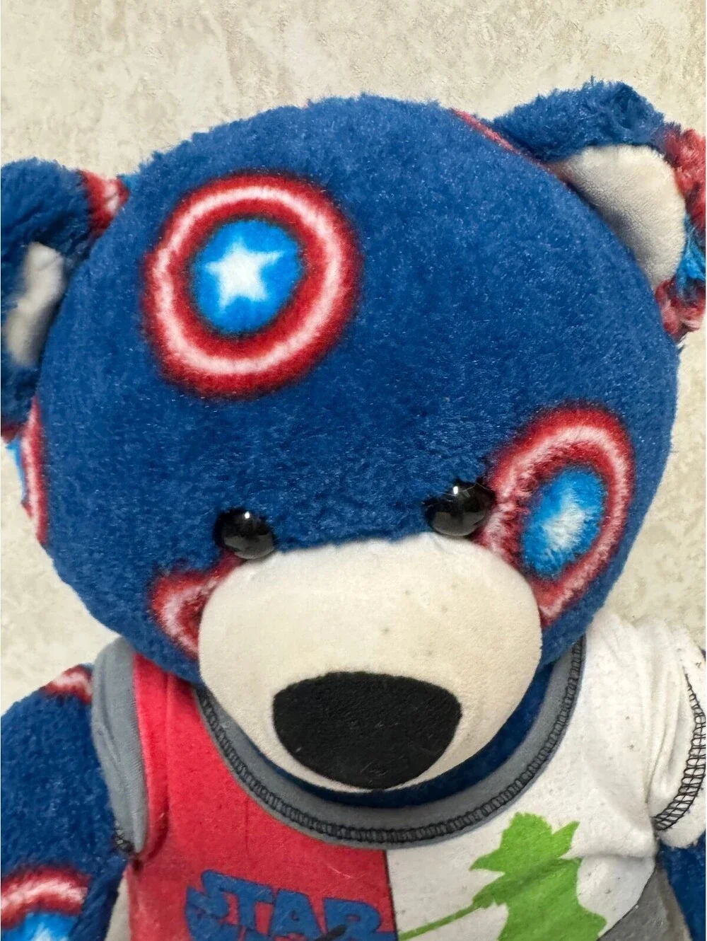 Build-A-Bear Captain America Marvel Blue Plush Bear Star Wars Shirt 2014